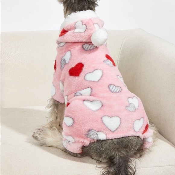 Heart Pattern Plush Pet Jumpsuit (not available) - Picture 2 of 6